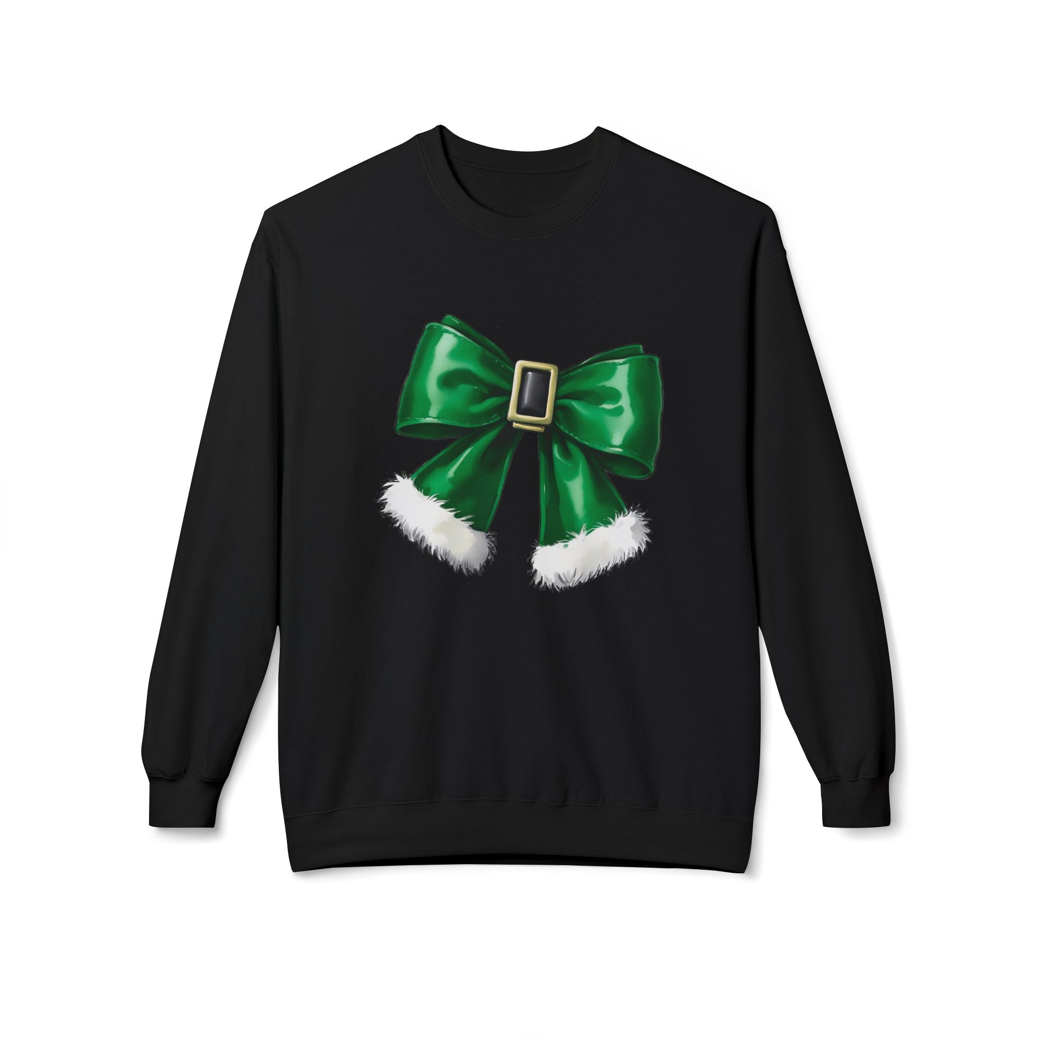 Festive Green Bow Crewneck Sweatshirt